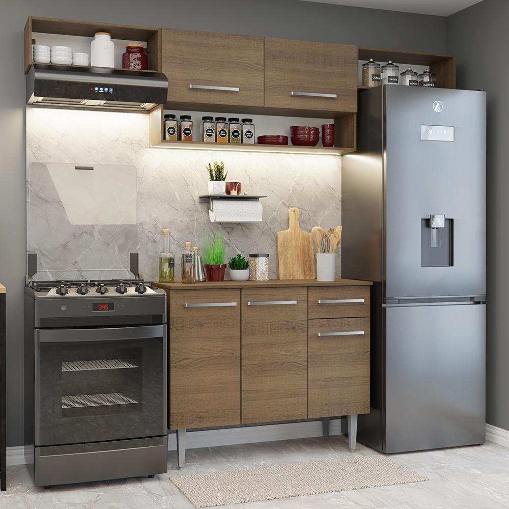 Armário De Cozinha Completa 225cm Rustic Emilly Madesa 01