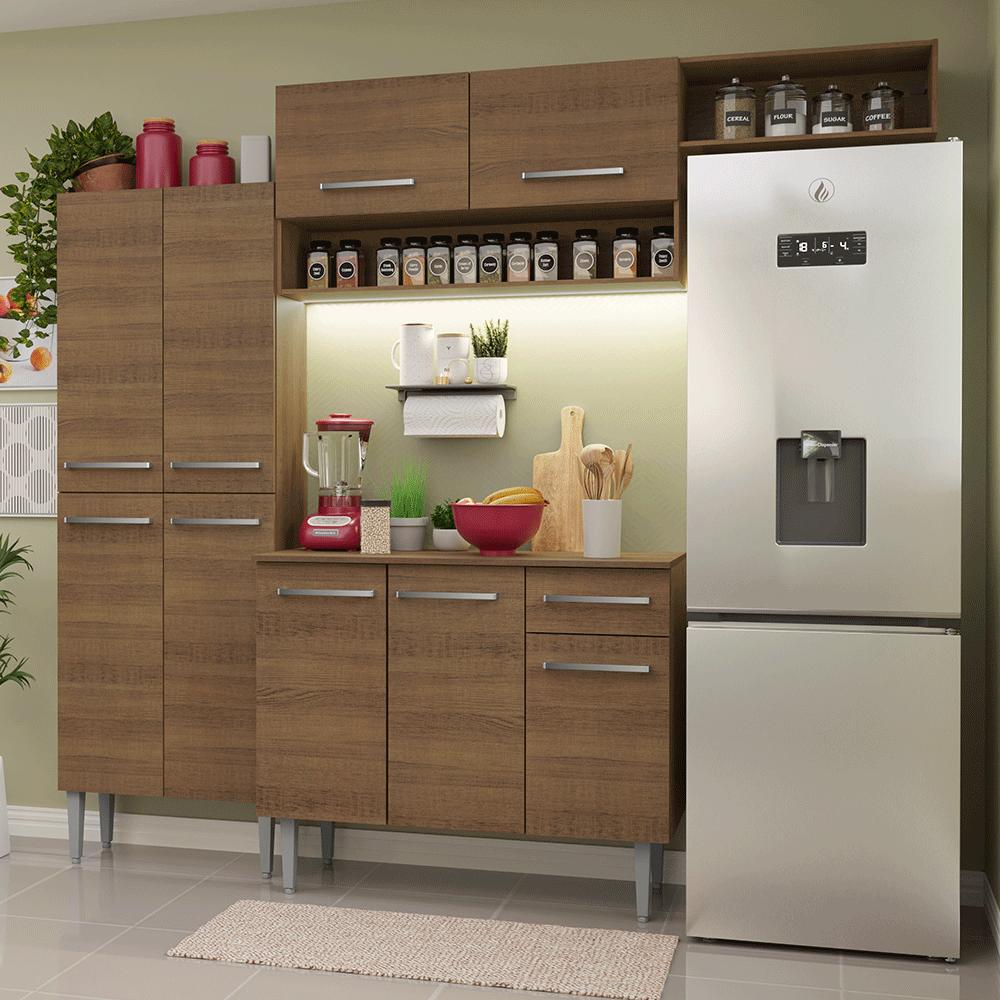 Armário De Cozinha Completa 229cm Rustic Emilly Madesa 18xa