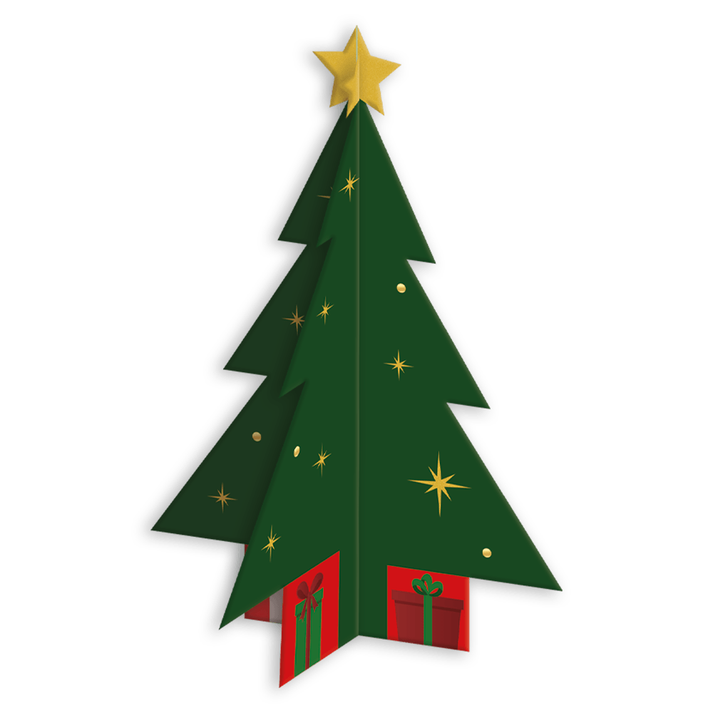 Árvore Natal 3d Decoração De Mesa Com Estrela E Presentes