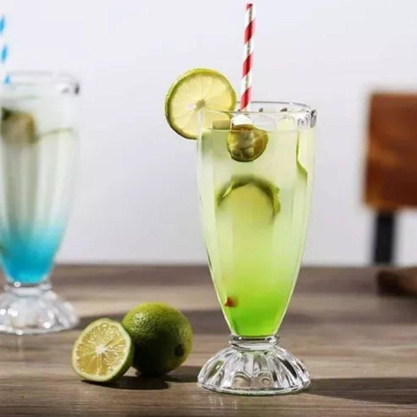 Copo De Milk Shake Taça De Vidro Transparente Sorveteria 380ml Em Casa Tem - imagem 4