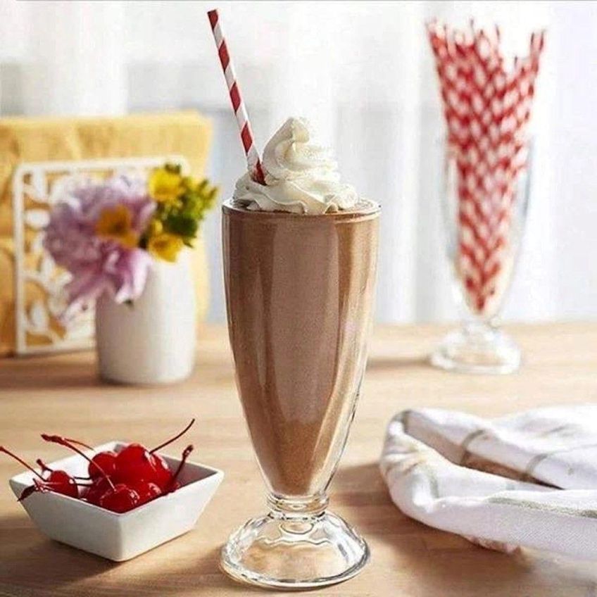 Copo De Milk Shake Taça De Vidro Transparente Sorveteria 380ml Em Casa Tem - imagem 5