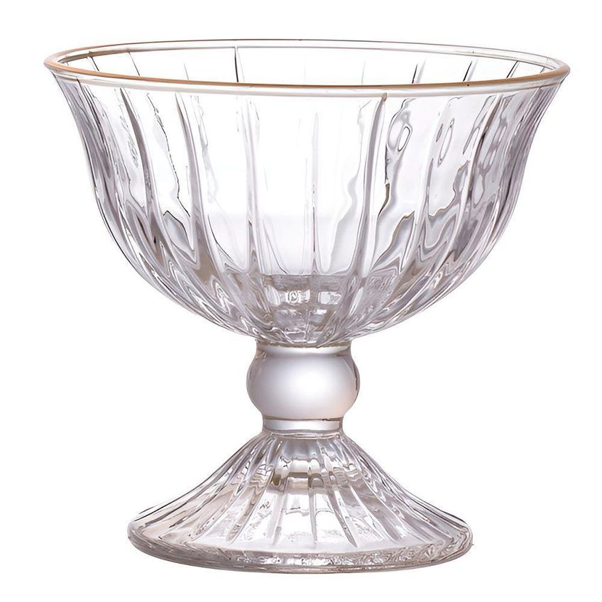 Taça De Sobremesa Vidro Borda Dourada Melina Mini Bowl Com Pé 200ml Haskraft - imagem 2