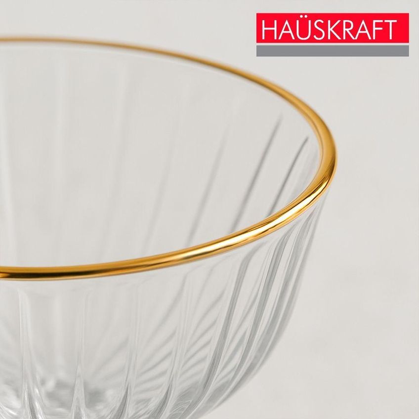 Taça De Sobremesa Vidro Borda Dourada Melina Mini Bowl Com Pé 200ml Haskraft - imagem 4