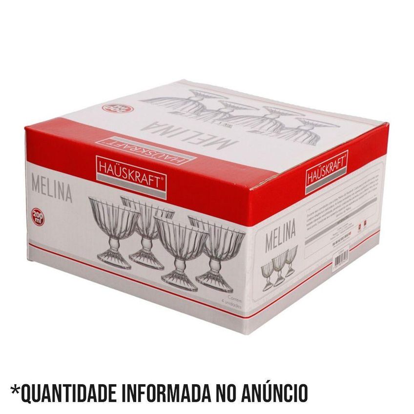 Taça De Sobremesa Vidro Transparente Melina Mini Bowl Com Pé 200ml Haskraft - imagem 3