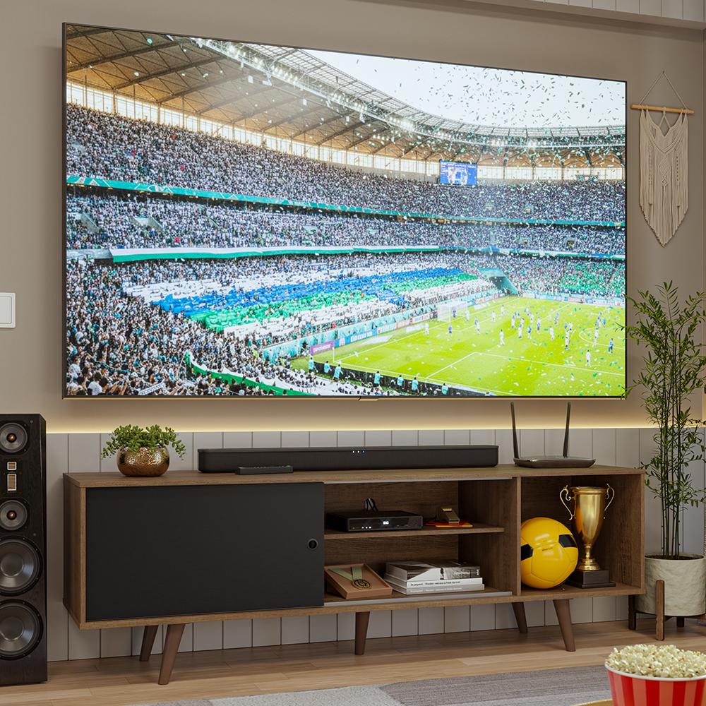 Rack Para Tv Até 80 Polegadas 160cm Com Pés Rustic/Preto Torino Madesa