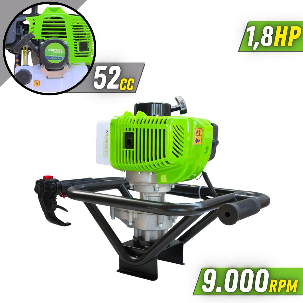 Perfurador De Solo Menegotti Mps-52 À Gasolina Motor 2t 52cc 1,8hp