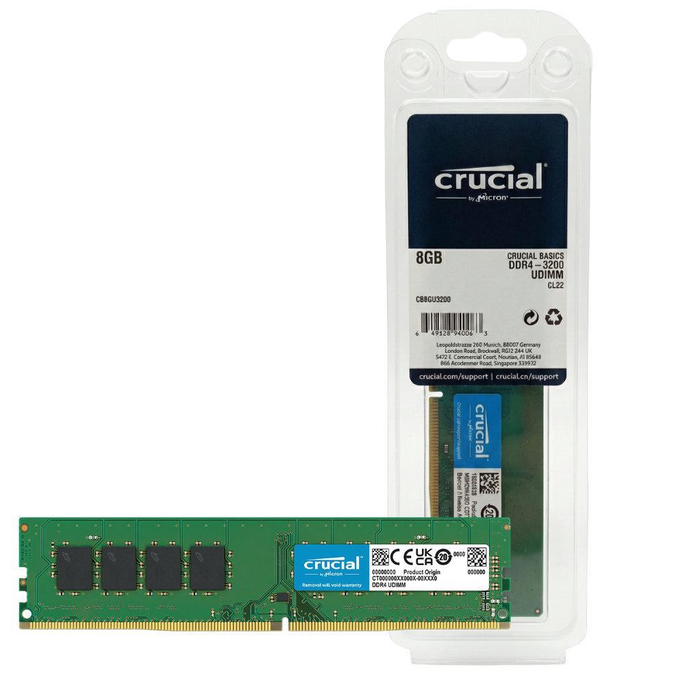 Memória Ram Desktop Crucial 8GB 3200MHz DDR4 UDIMM CL22 - Carrefour
