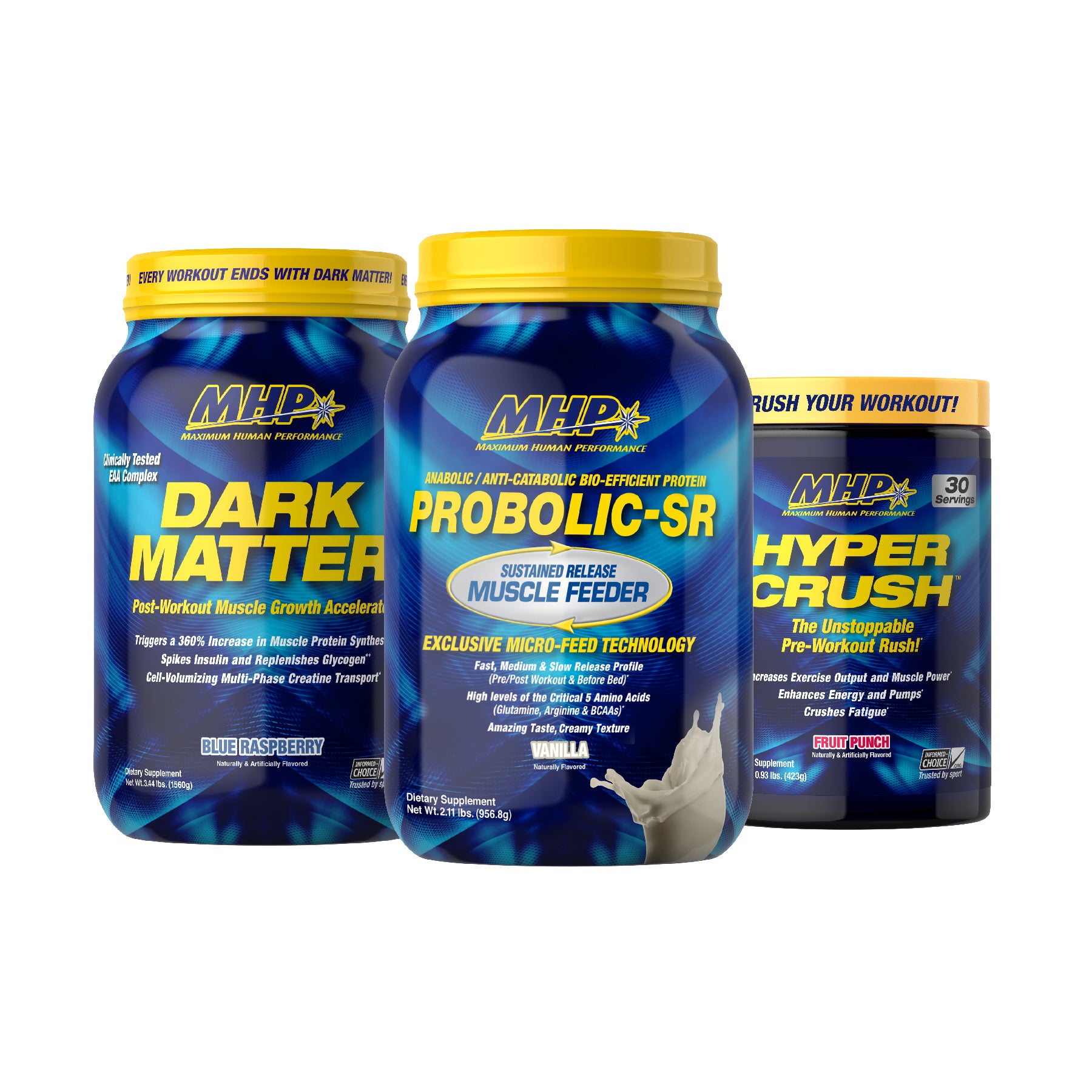 Minha Pilha Forte! - Hyper Crush - Blue Ice/dark Matter - Fruit Punch/probolic-sr - Biscoitos E Creme - 2 Libras