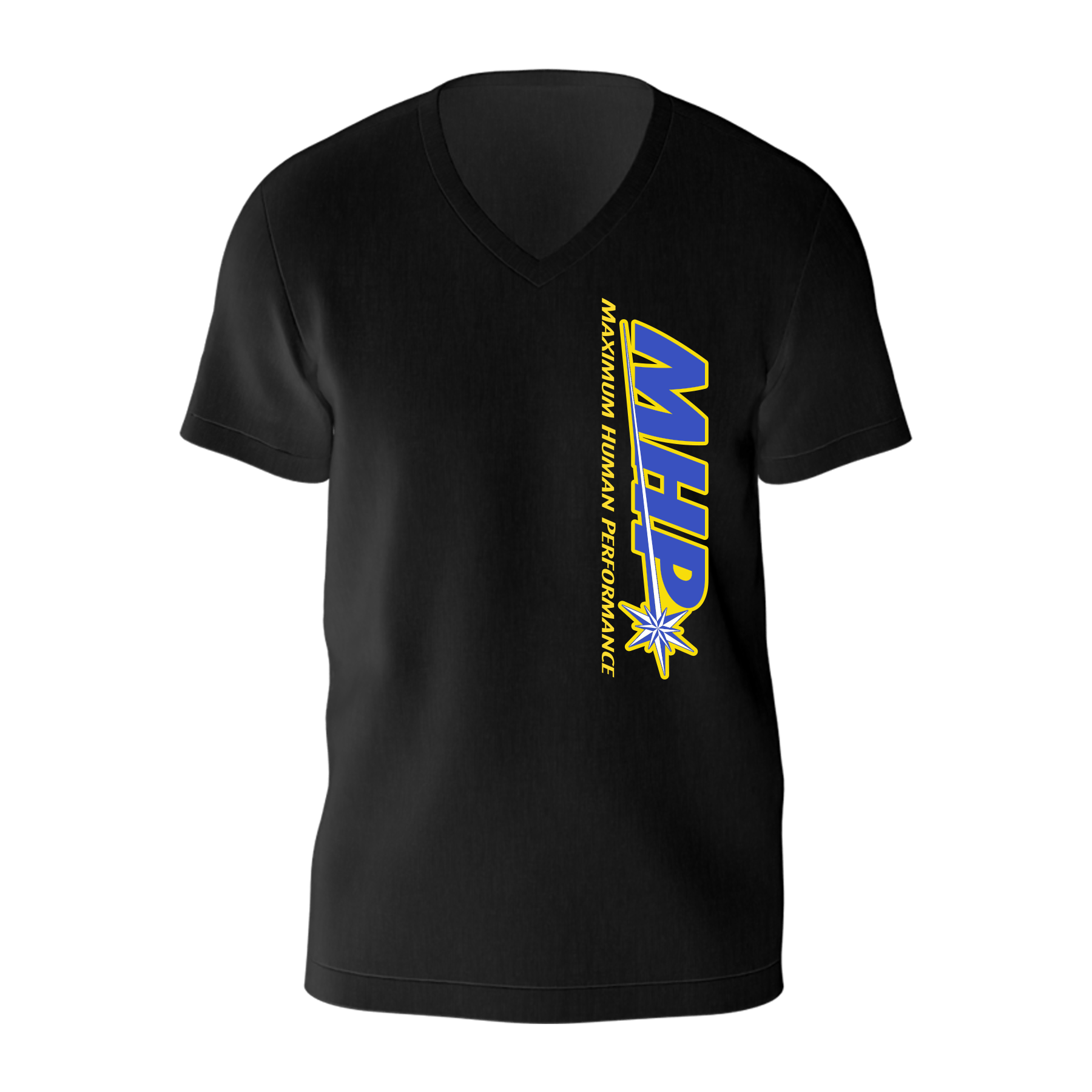 Camiseta Mhp Com Decote Em V Com Logotipo Vertical Preto Para Homens - 3xl