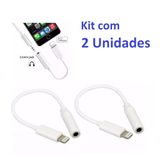 2 Cabo Adaptador Fone Ouvido P2 Femea x Lightning para iPhone IOS 10+