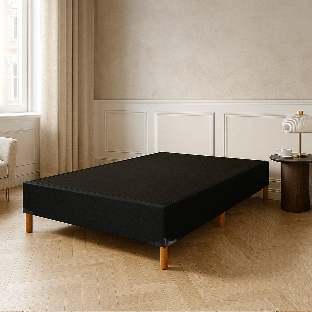 Base Cama Box Casal 39x138cm Com 6 Pés Preto