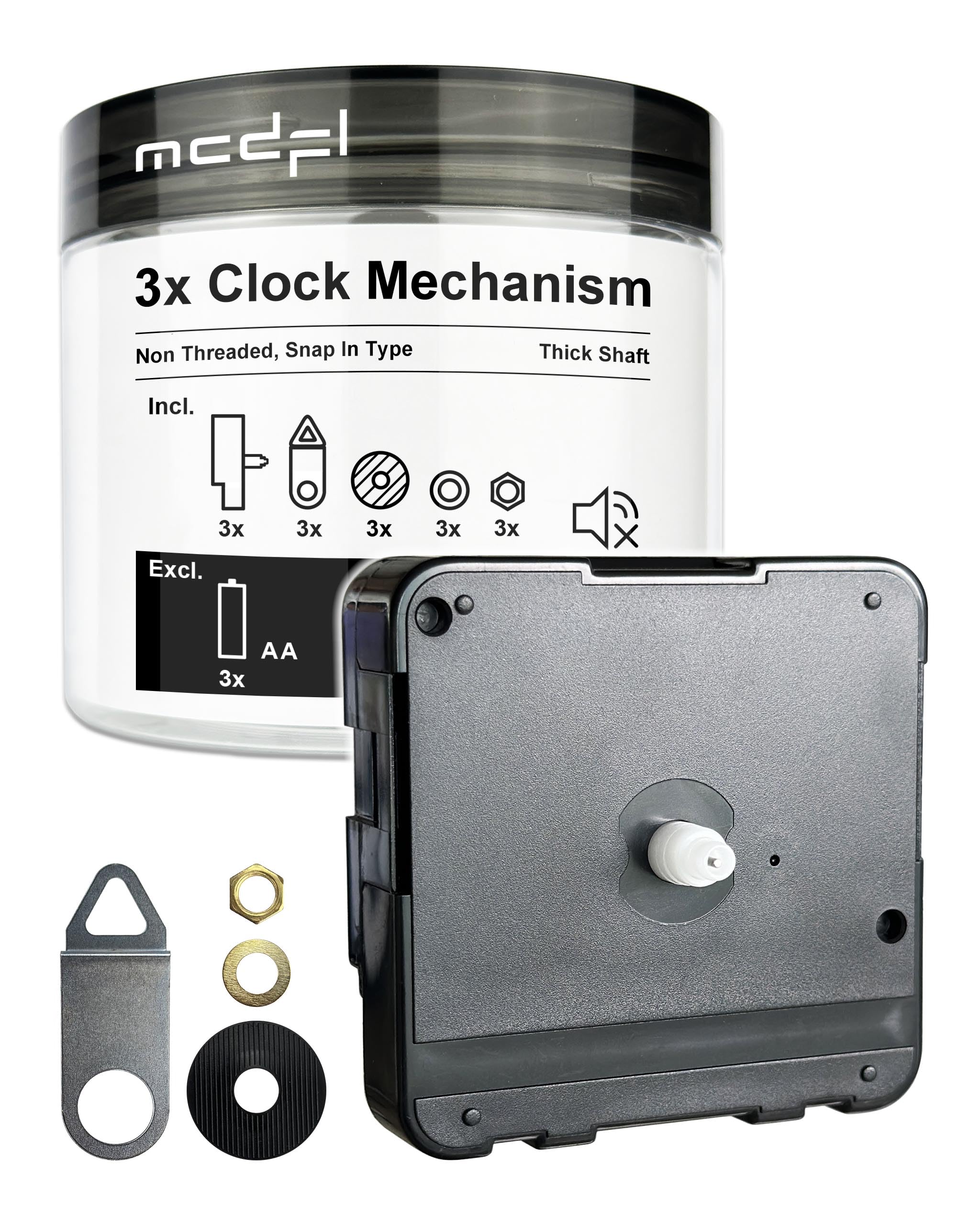 Clock Movement Mcdfl 227s, Sem Tique-taque, Eixo De 9 Mm, Conjunto De 3