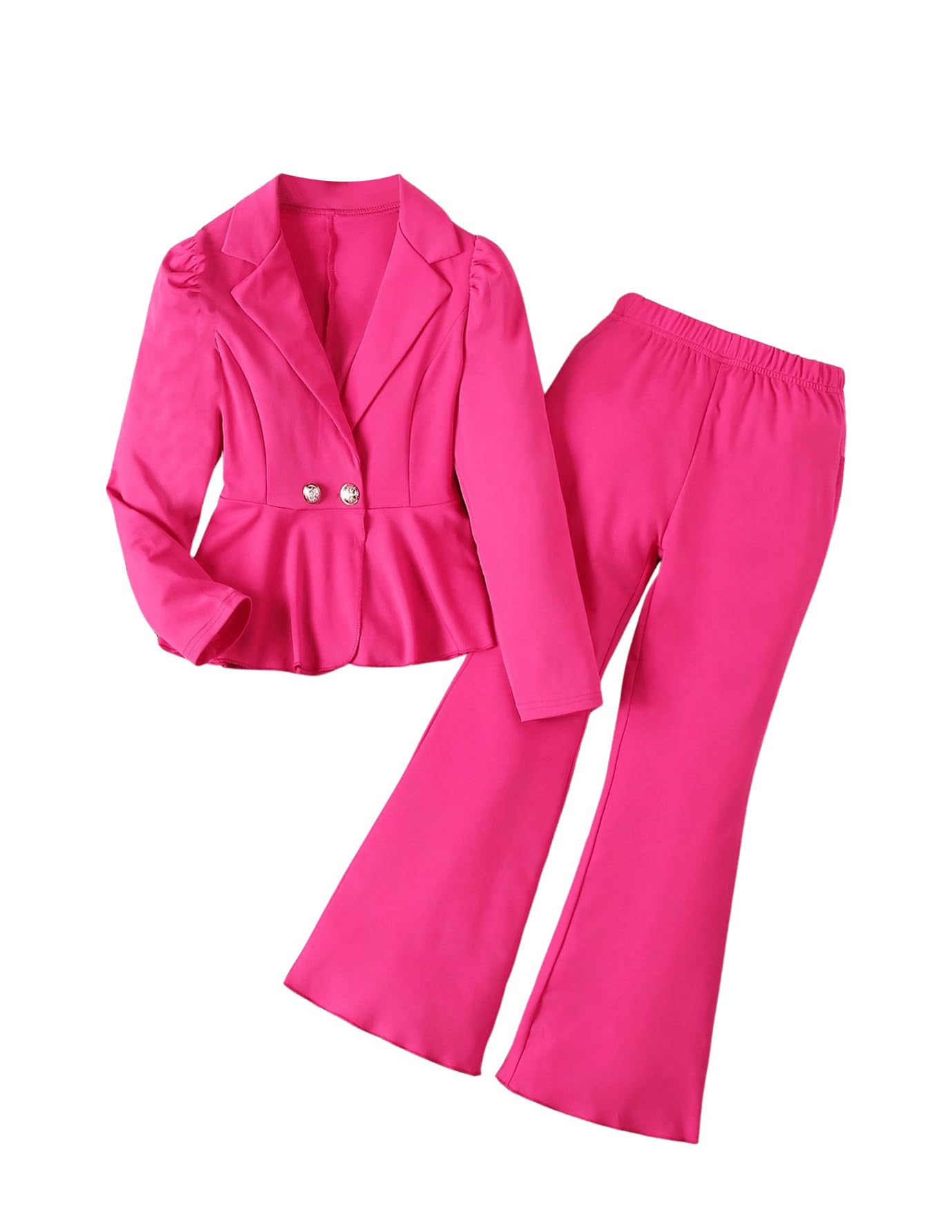 Roupas, Blazer E Calças Femininas Milumia Com Babados, Rosa Choque, 11y