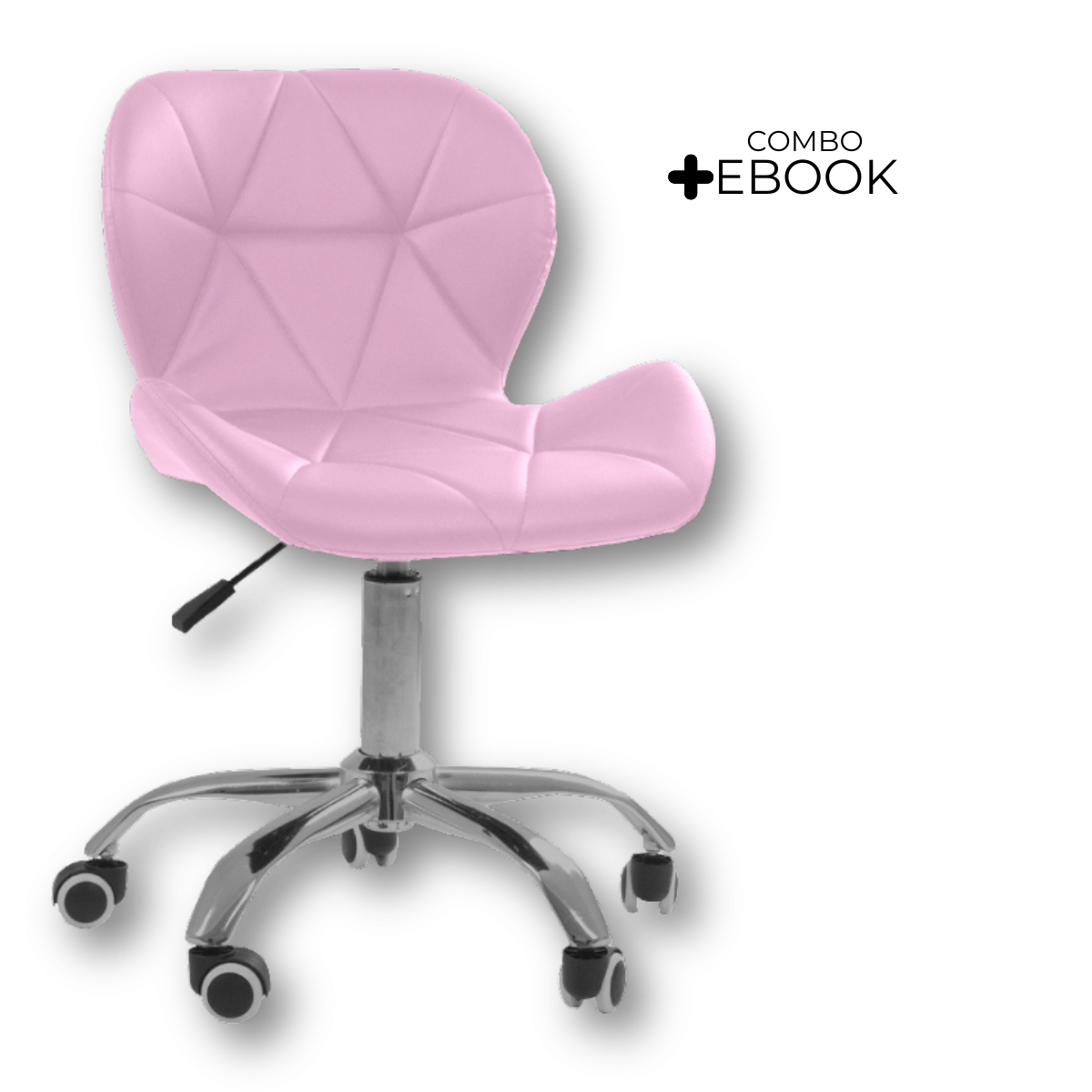 Cadeira Office Eiffel Slim Ajustável Base Giratória - Rosa