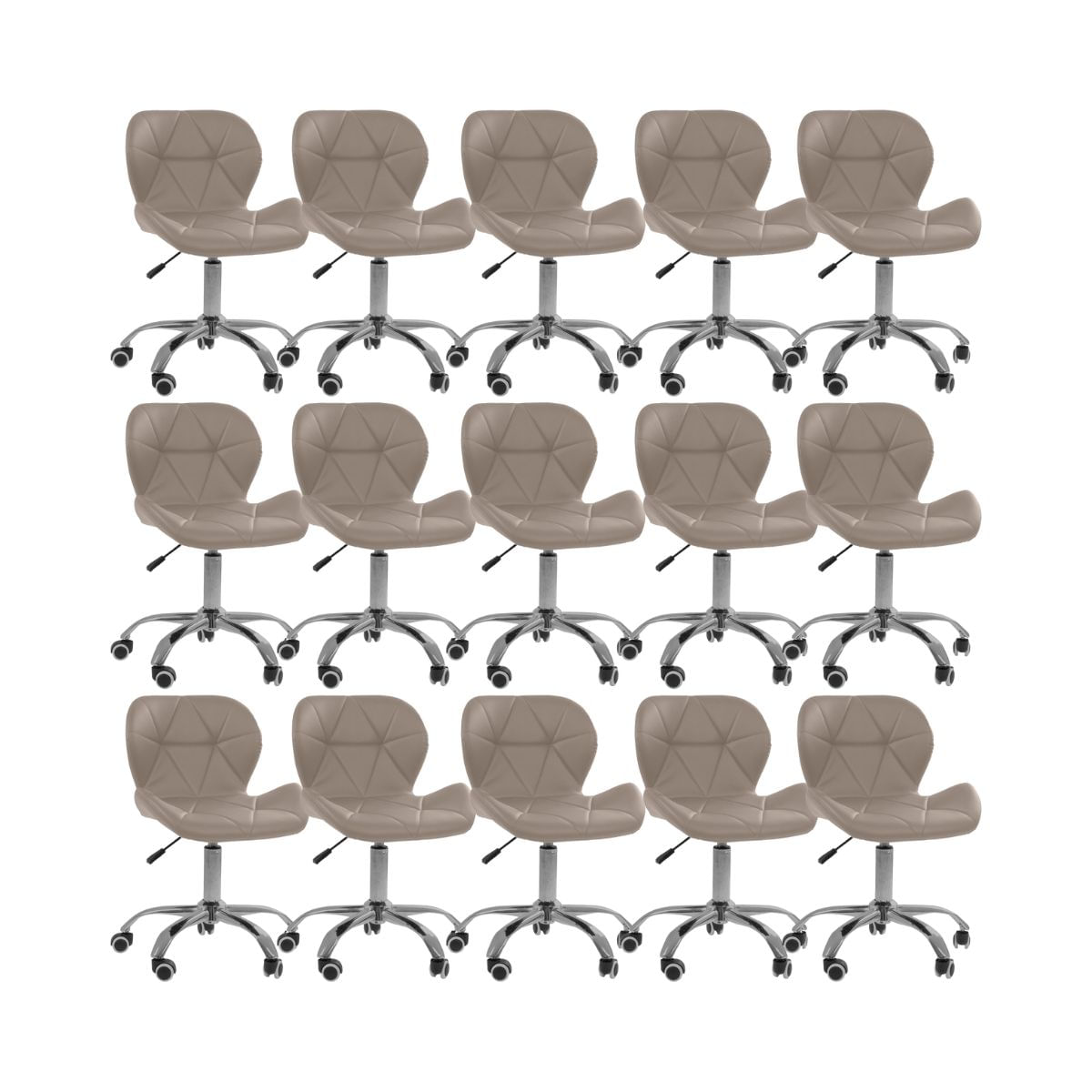 Kit 15 Cadeiras Office Eiffel Slim Ajustável Giratória - Bege