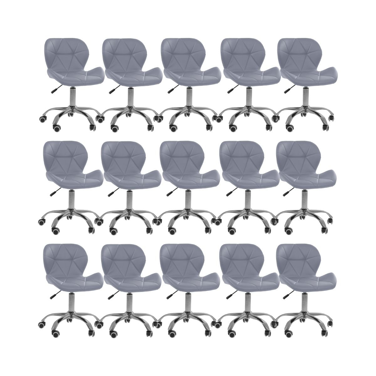 Kit 15 Cadeiras Office Eiffel Slim Ajustável Giratória - Cinza