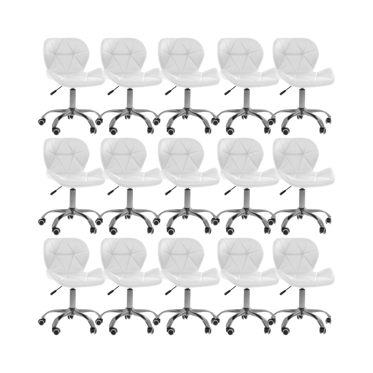 Kit 15 Cadeiras Office Eiffel Slim Ajustável Giratória - Branco