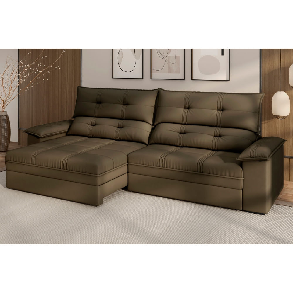 Sofá 4 Lugares Retrátil Reclinável 290cm Slim Veludo Everest Besthouse