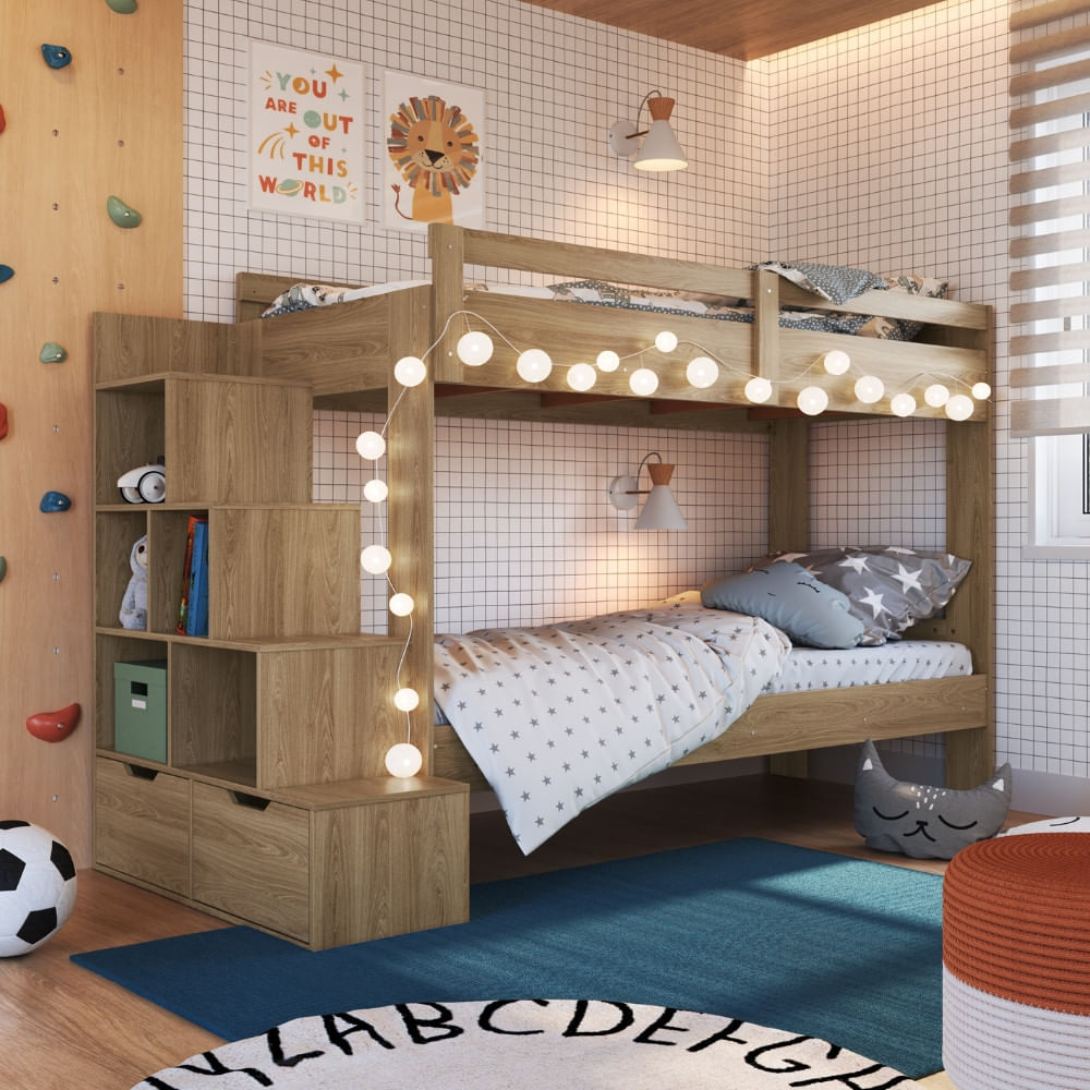 Beliche Infantil 2 Gavetas Liz Completa Móveis