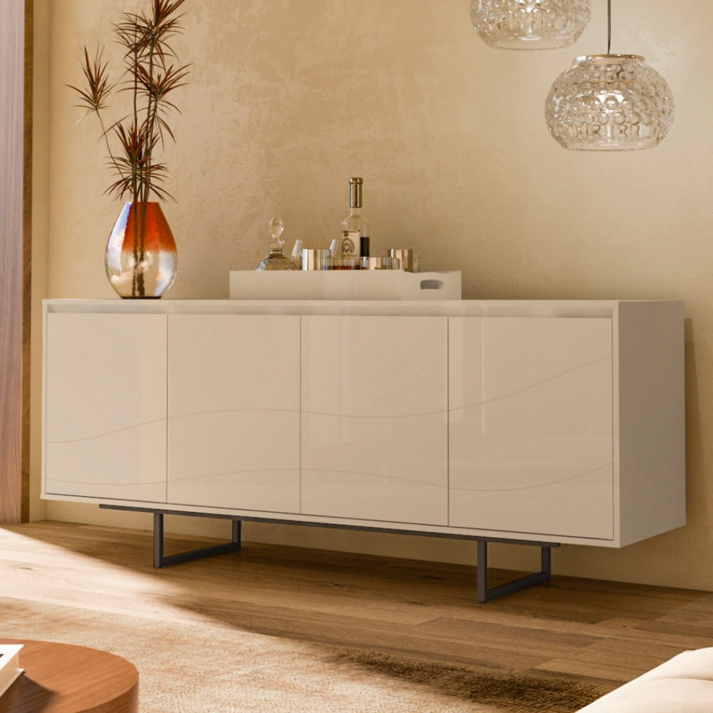 Aparador Buffet 4 Portas Com Pés De Metal Serra Do Mar Artely