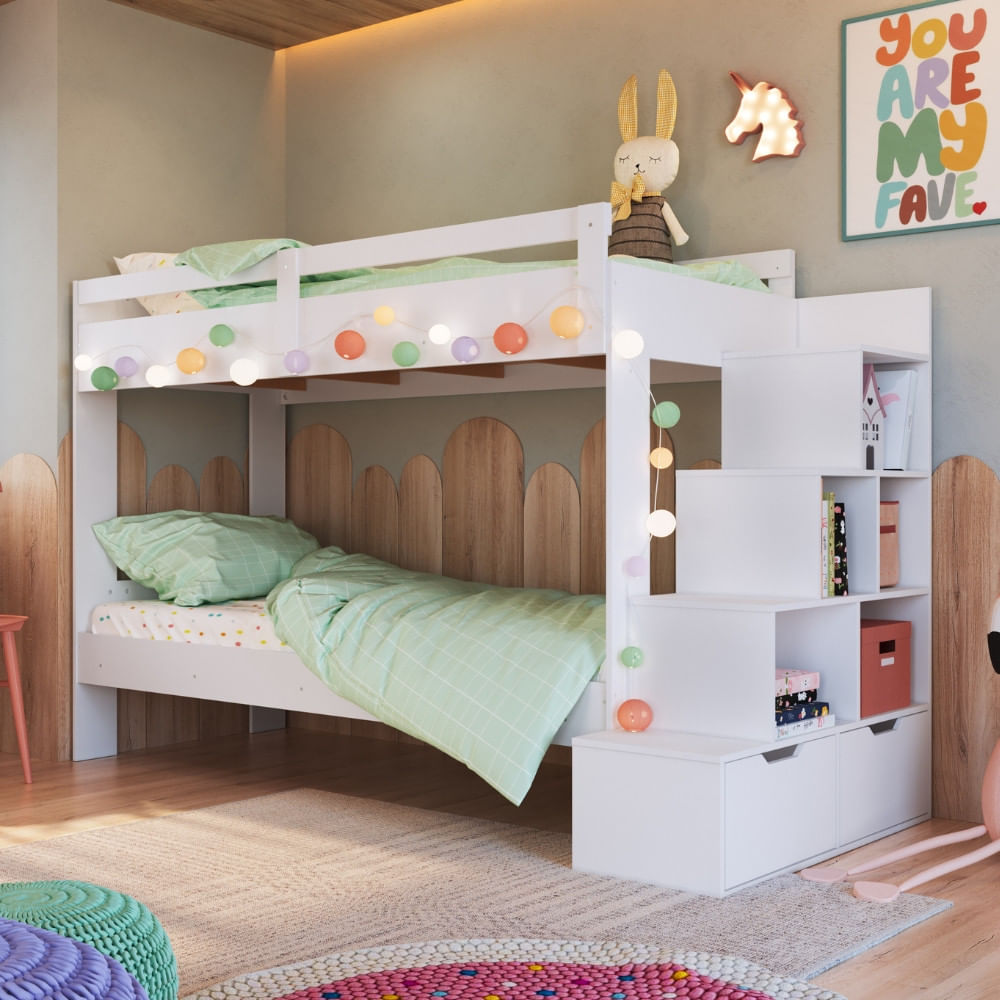 Beliche Infantil 2 Gavetas Liz Completa Móveis