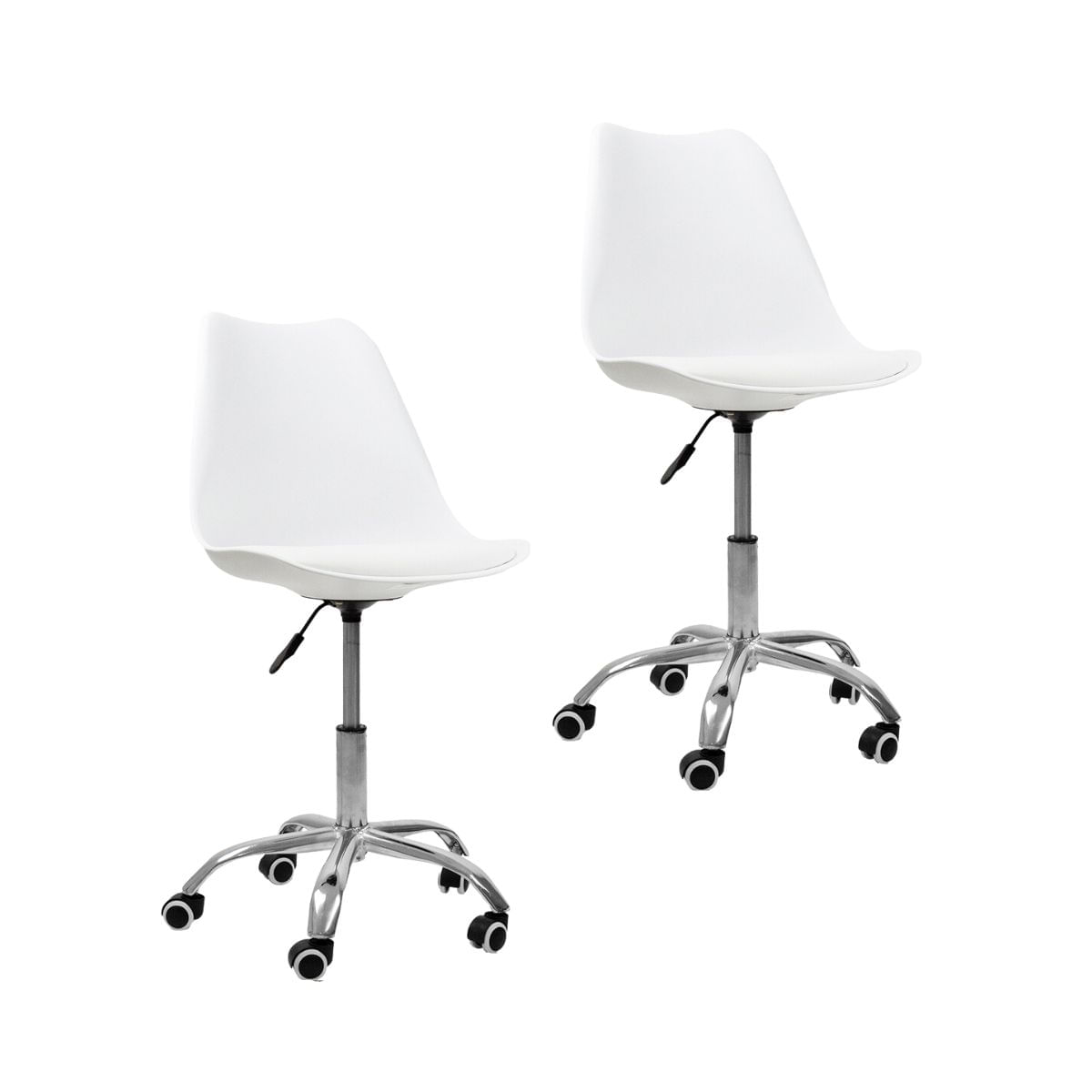 Kit 2 Cadeiras Office Com Rodizio Giratória Saarinen - Branco