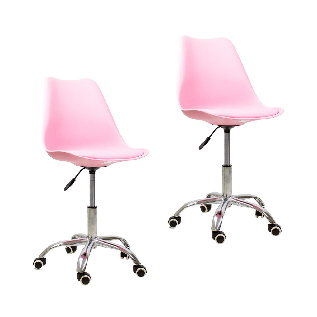 Kit 2 Cadeiras Office Com Rodizio Giratória Saarinen - Rosa