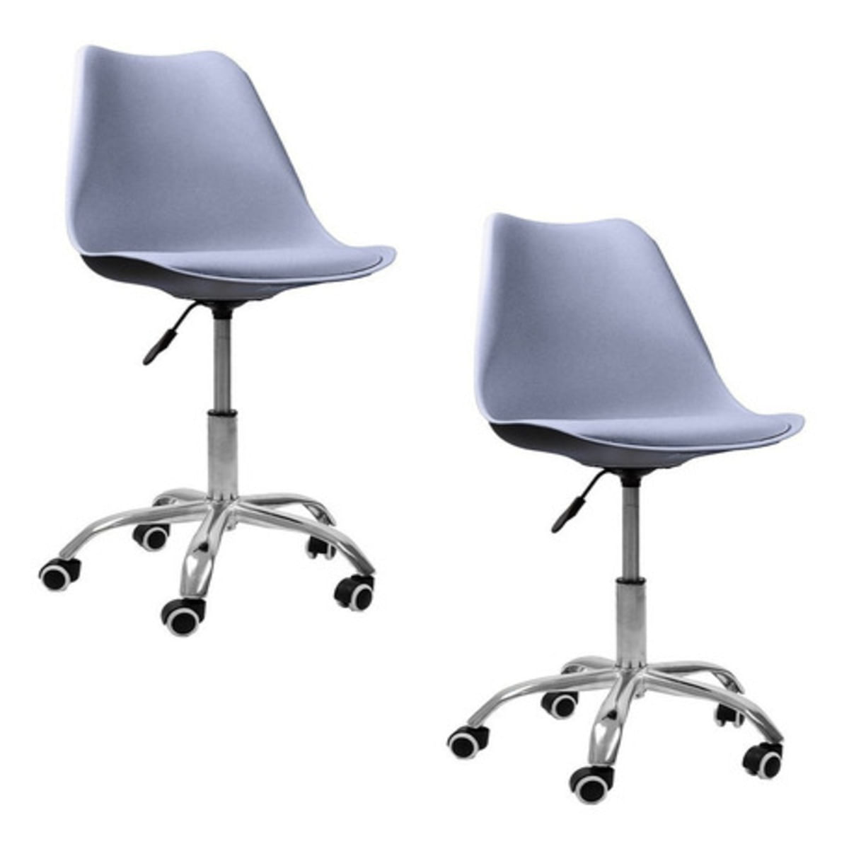 Kit 2 Cadeiras Office Com Rodizio Giratória Saarinen - Cinza