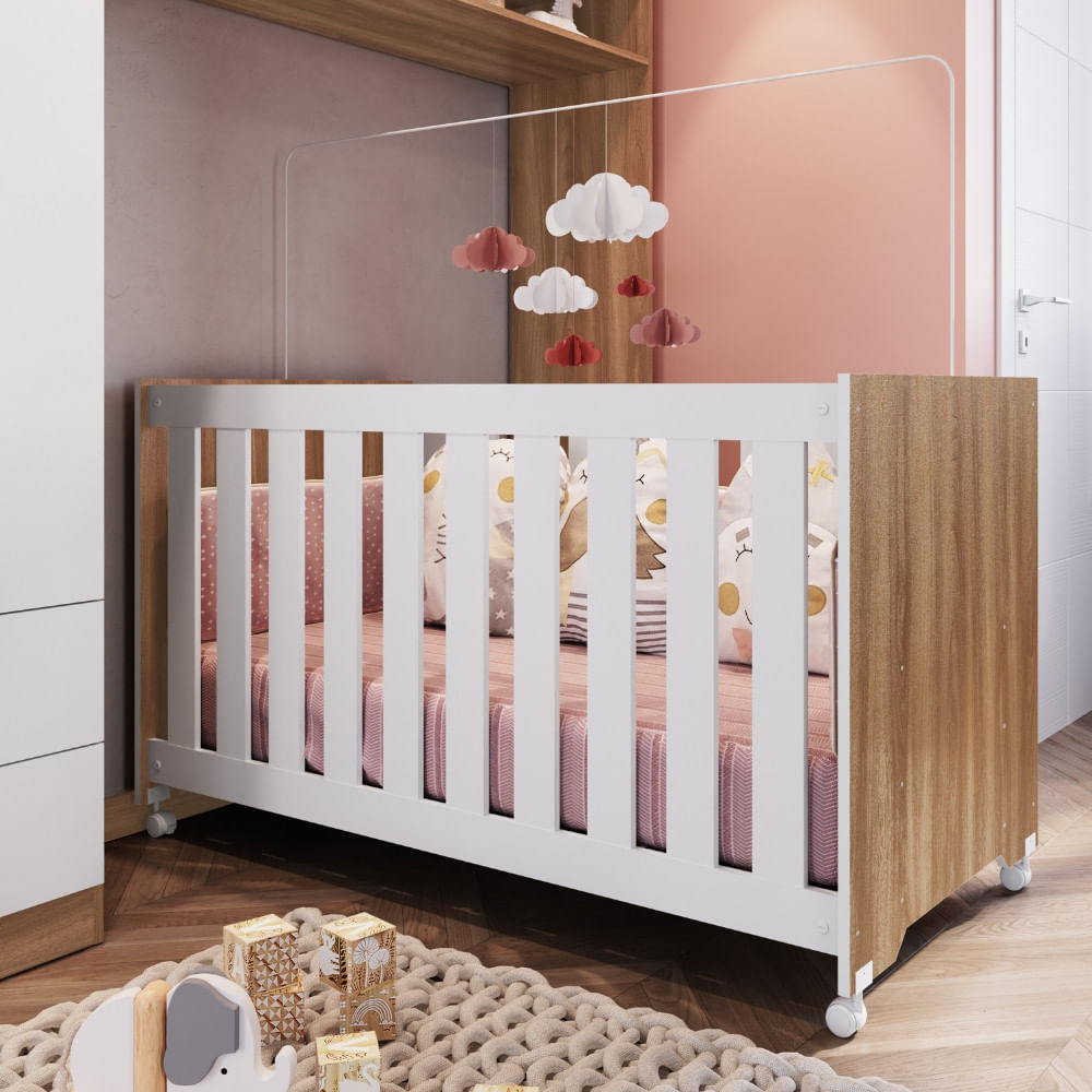 Berço Com Rodízios Aconchego Completa Móveis