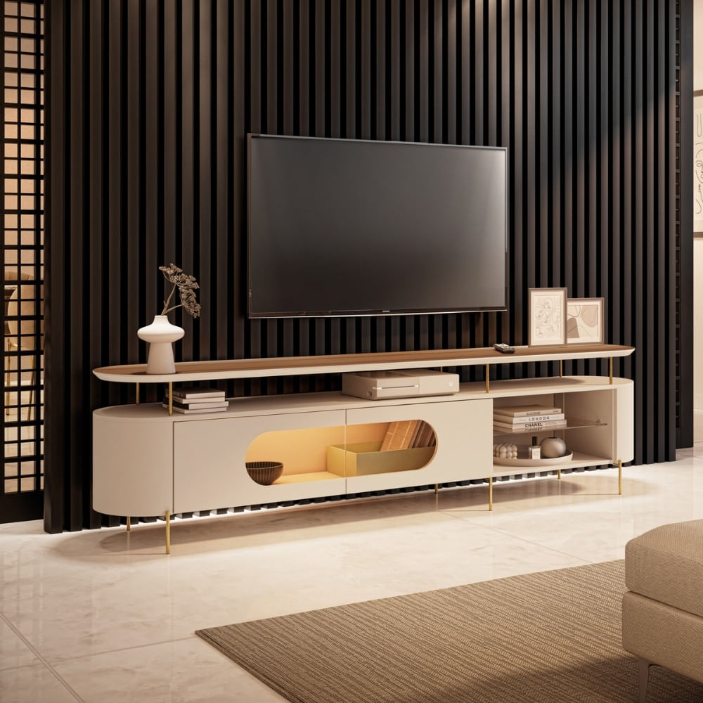 Rack Para Tv Até 85 Polegadas Com Led 2 Portas Ária Hb Móveis