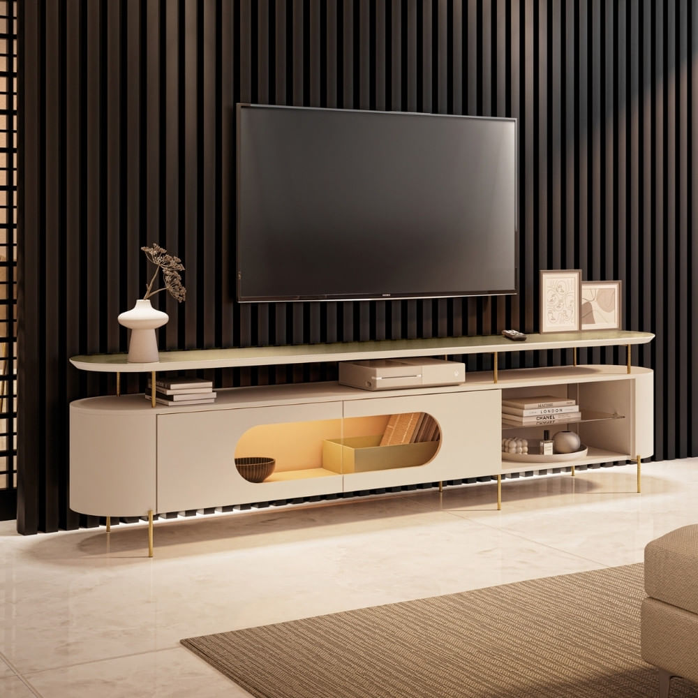 Rack Para Tv Até 85 Polegadas Com Led 2 Portas Ária Hb Móveis