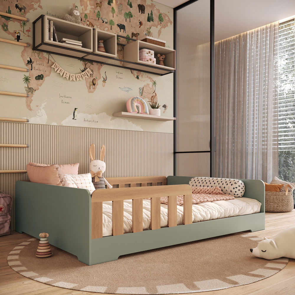 Cama Infantil Montessoriana Casal Em Mdf Tony Mobikasa E Colchão Gazin