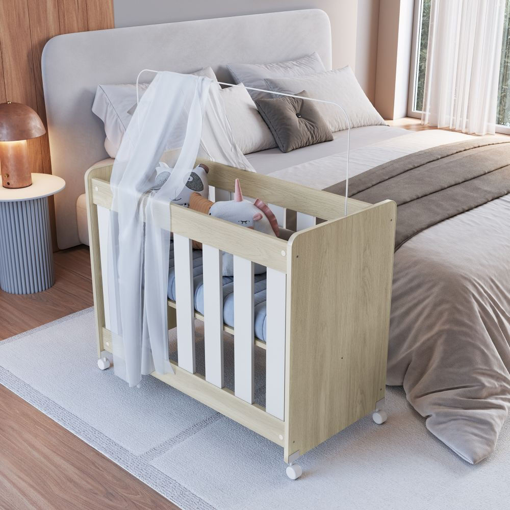 Mini Berço 4 Em 1 Com Colchão Dudu Completa Móveis