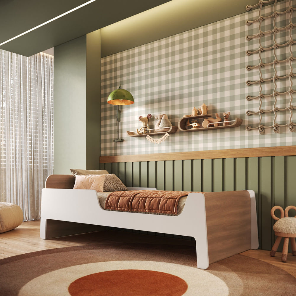 Cama Infantil Solteiro Em Mdf Mick Mobikasa E Colchão Gazin