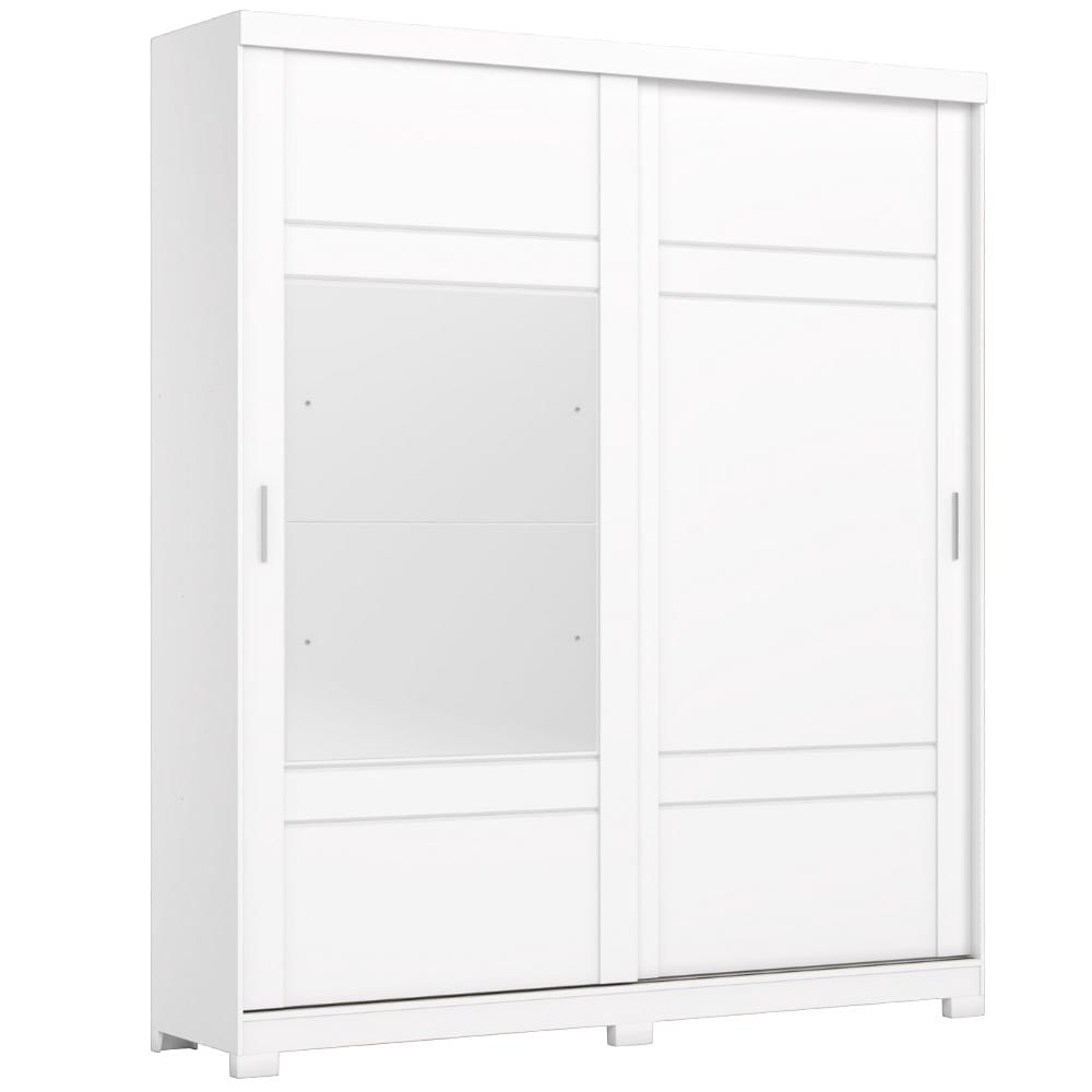 Guarda Roupa Solteiro 2 Portas Com Espelho 200 Cm Verg Branco Henn