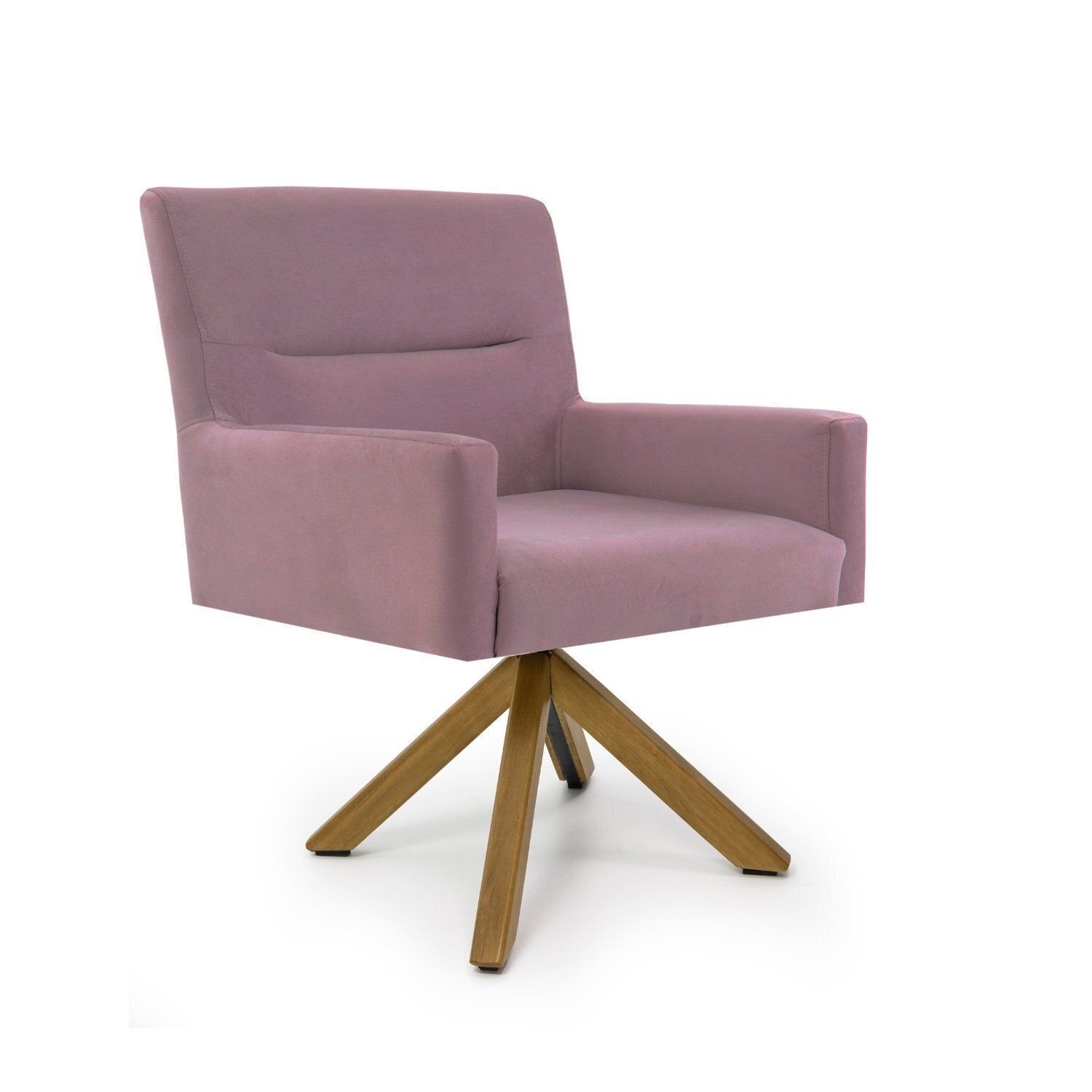 Poltrona Para Sala De Estar Veludo Giratória Angel Rosa