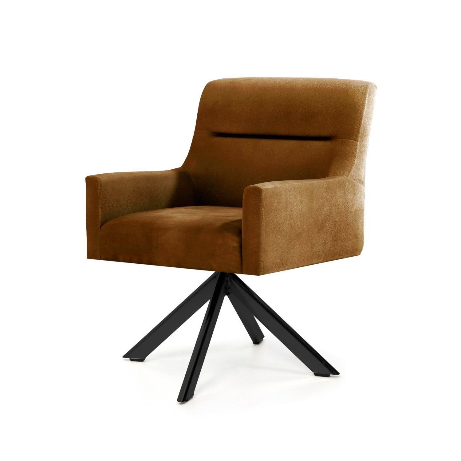 Poltrona Para Sala De Estar Veludo Giratória Angel Laranja