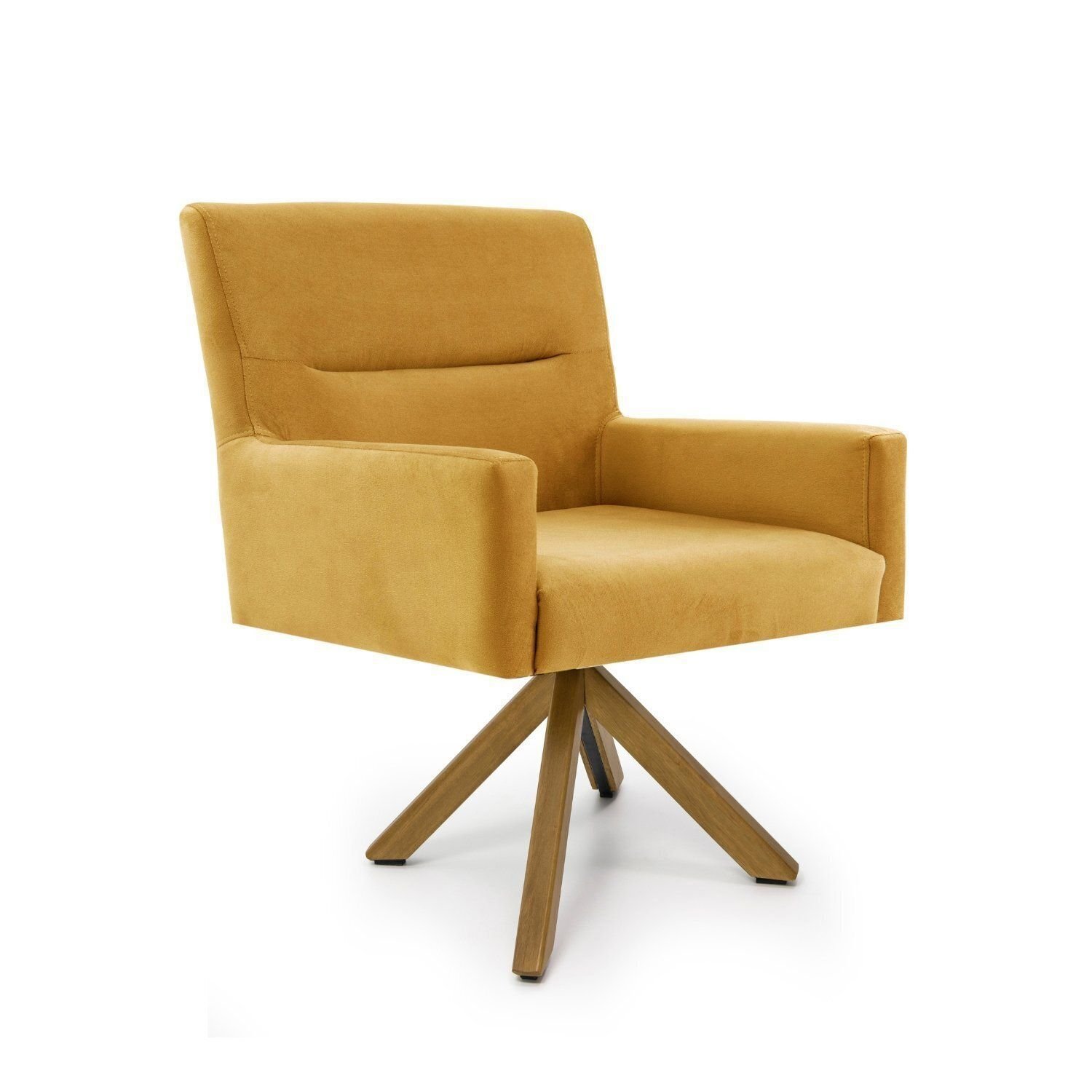 Poltrona Para Sala De Estar Veludo Giratória Angel Mostarda