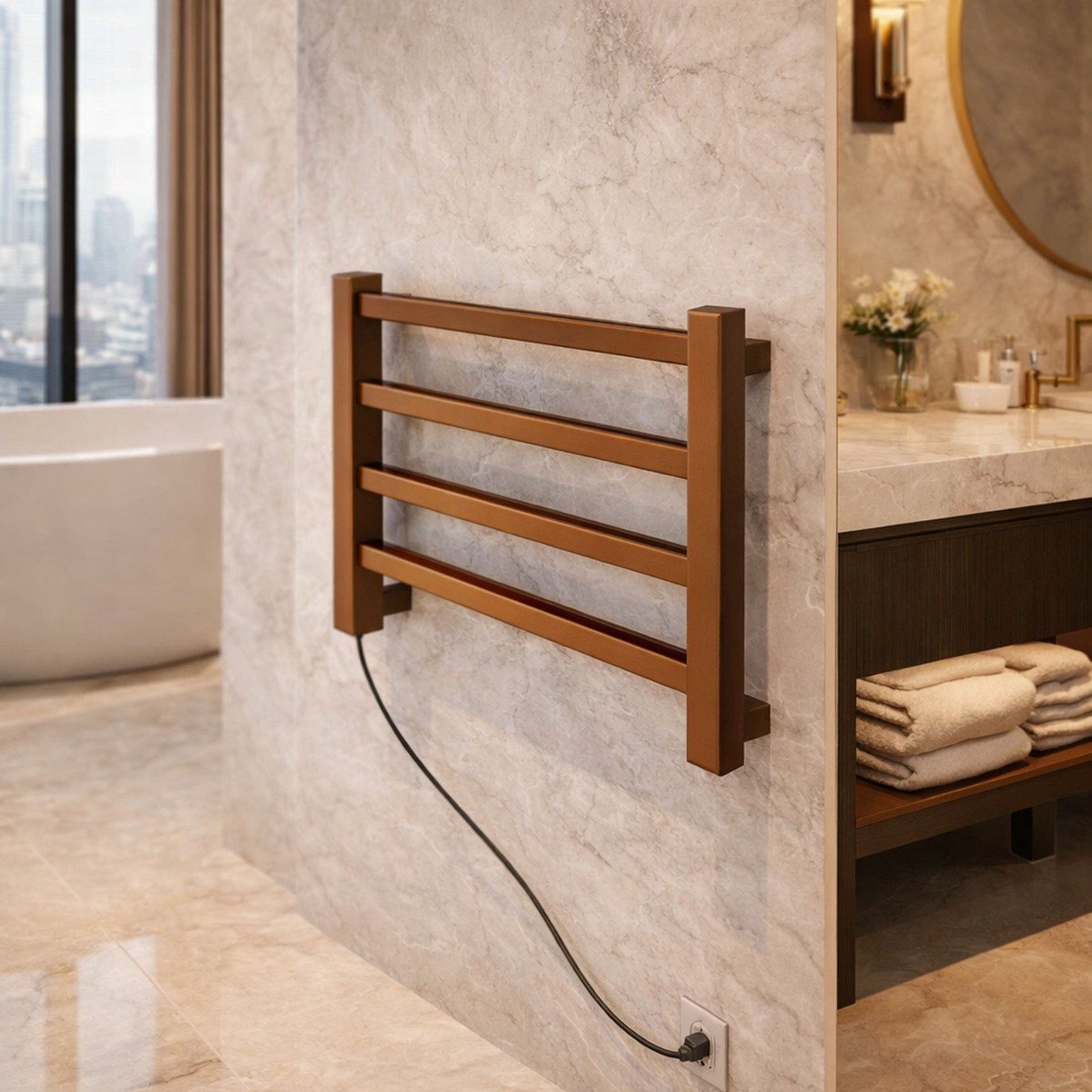 Toalheiro Aquecido Square Bivolt E Bilateral Thermo Red Gold