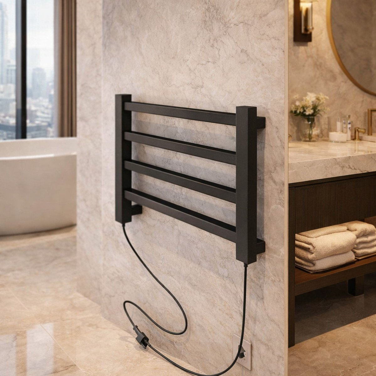 Toalheiro Aquecido Square Bivolt E Bilateral Thermo Dark Antracite