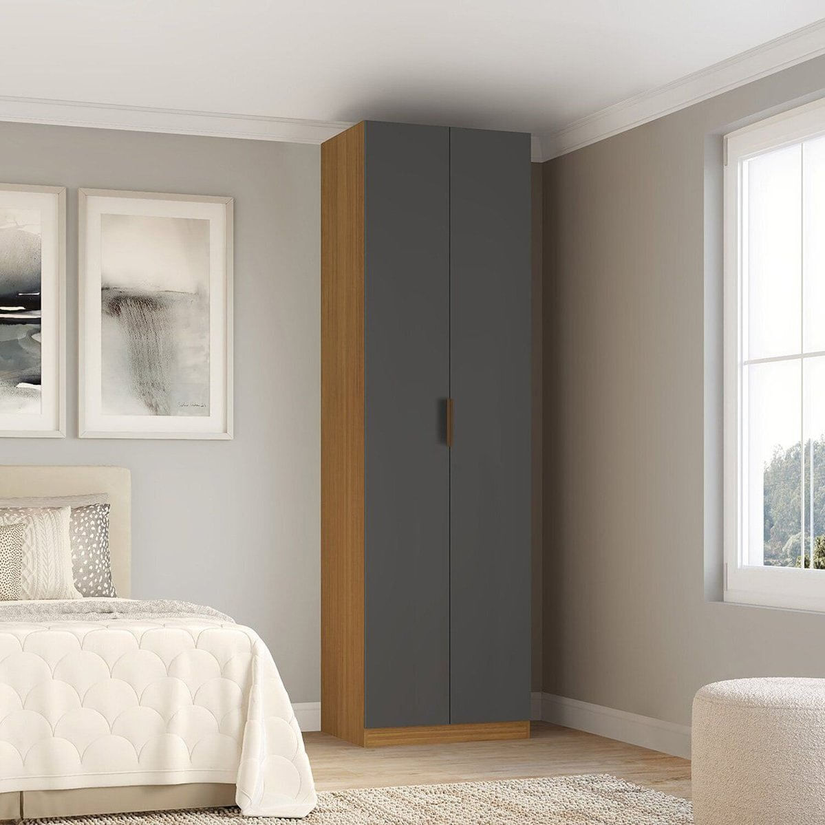 Sapateira 2 Portas Modular Mdf 70 Cm Altezza Clean Freijó/Titânio