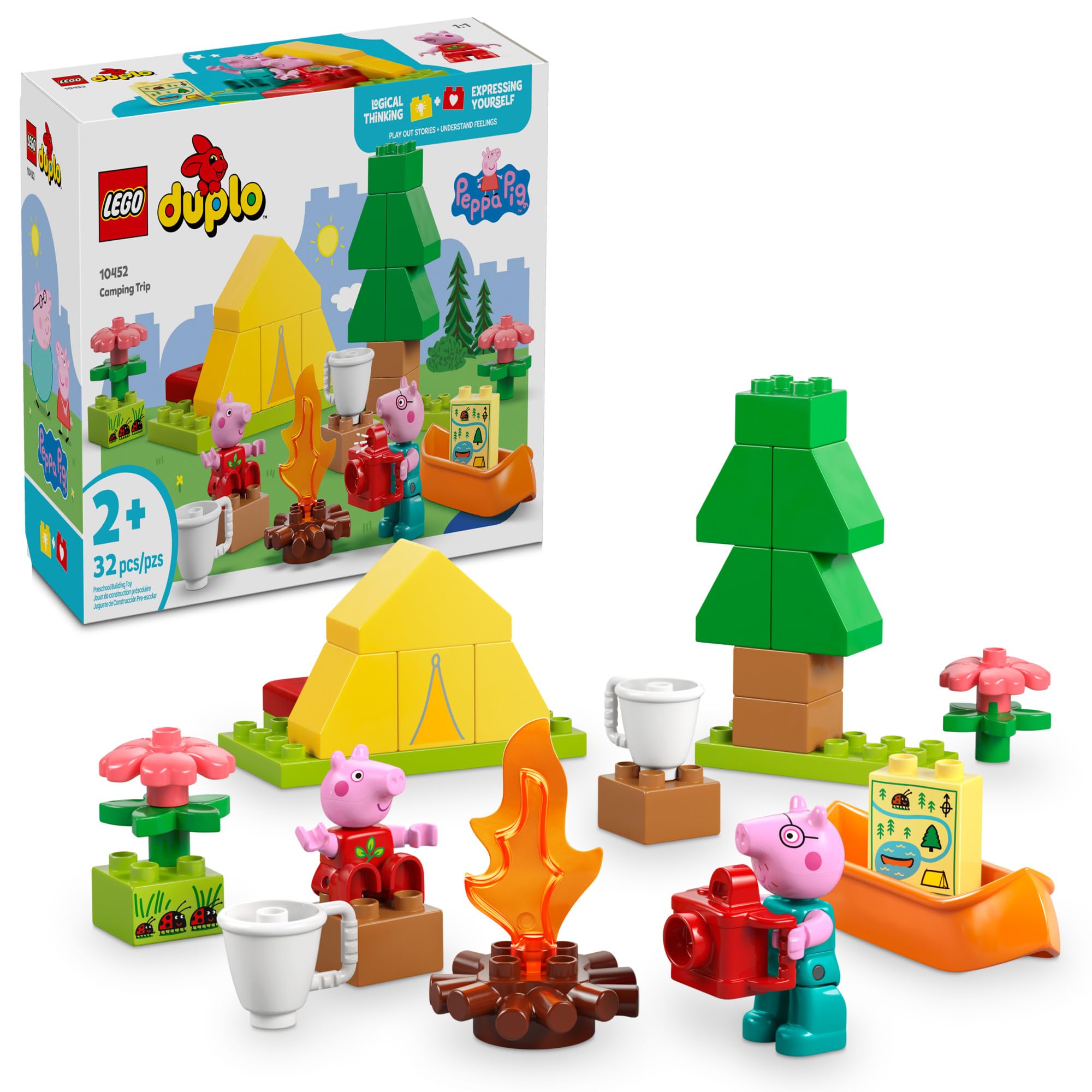 Brinquedo Lego Duplo Peppa Pig Camping Trip Com Brinquedo Sensorial De Mais De 2 Anos