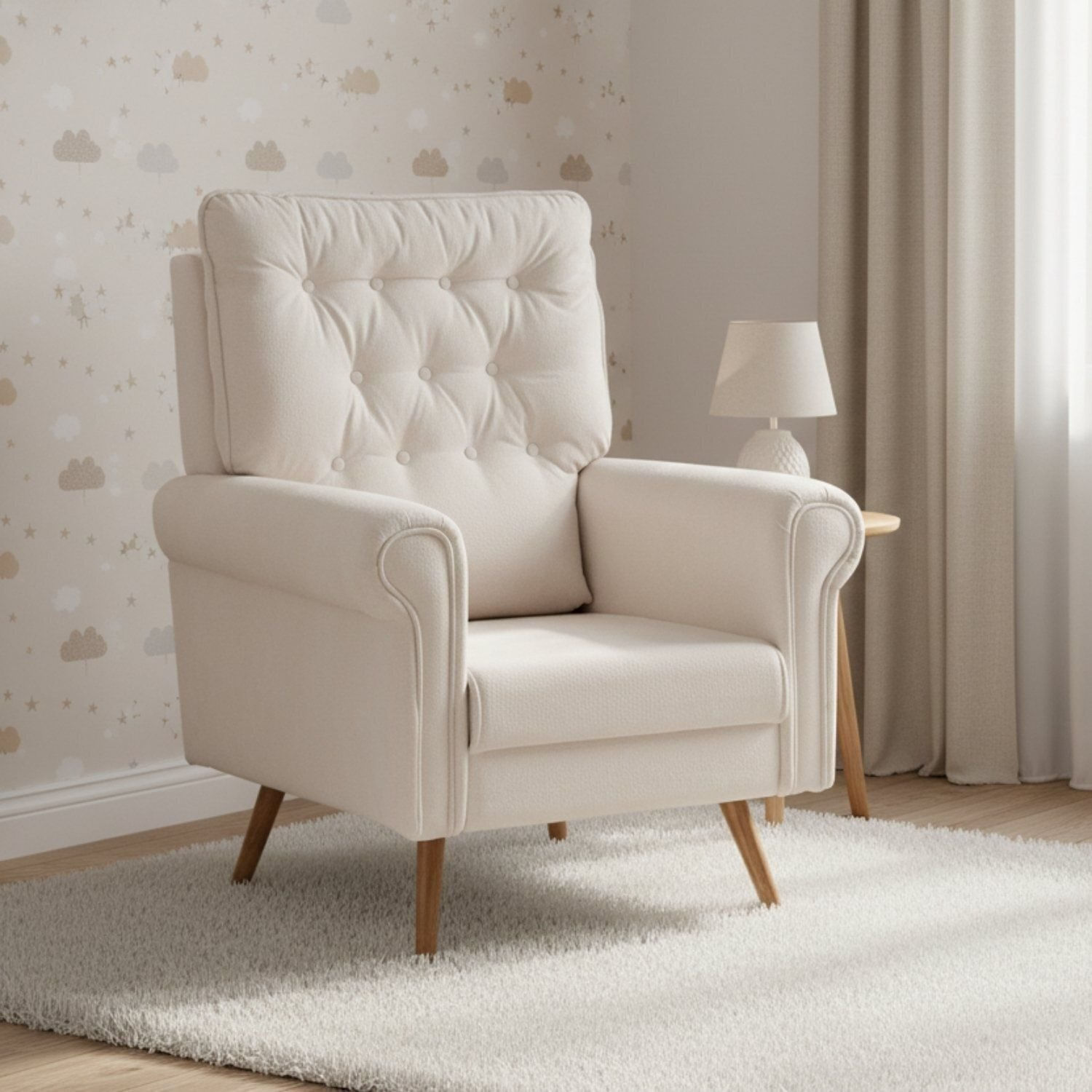 Poltrona De Amamentação Fixa Com 4 Pés Nina Off White