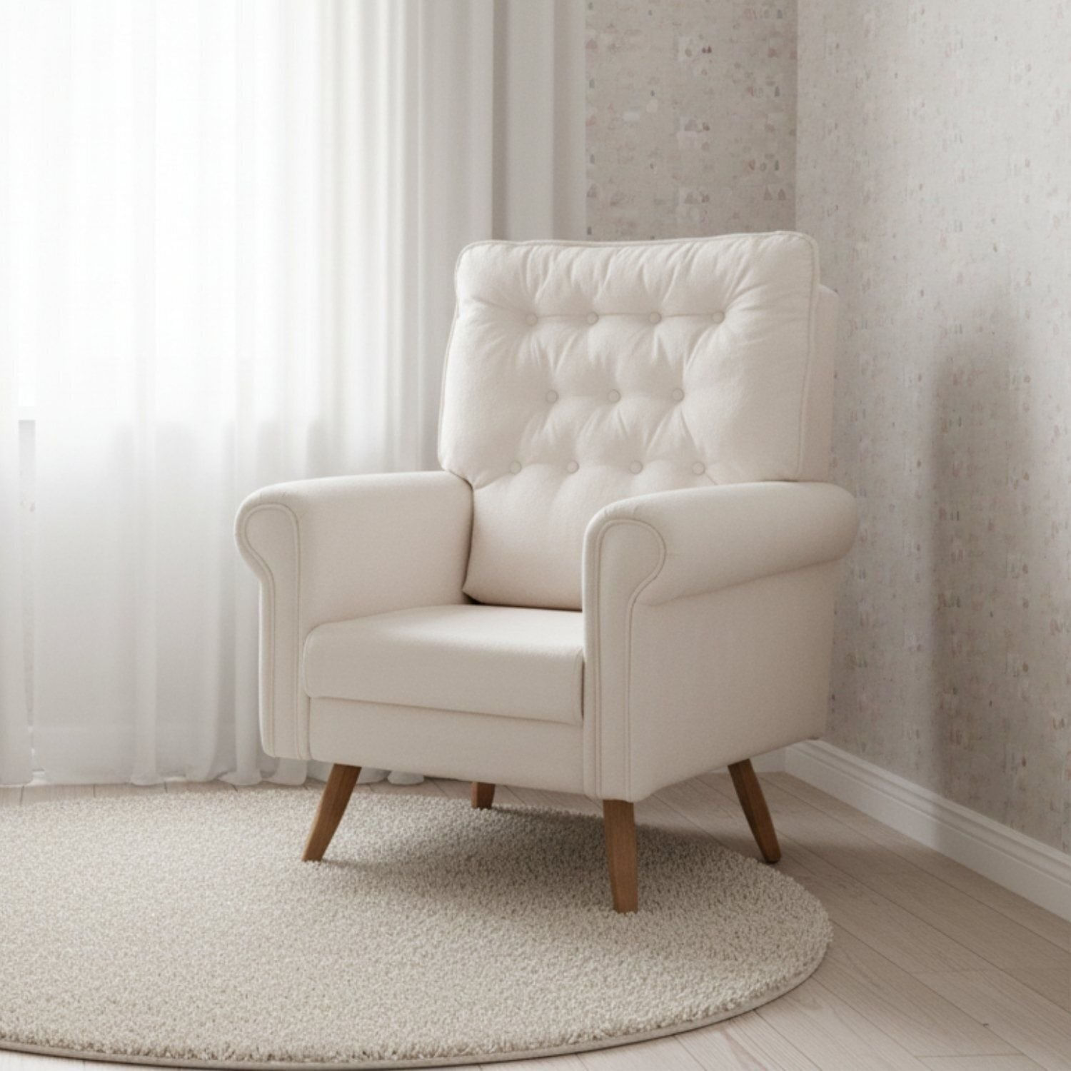 Poltrona De Amamentação Fixa Com 4 Pés Nina Off White