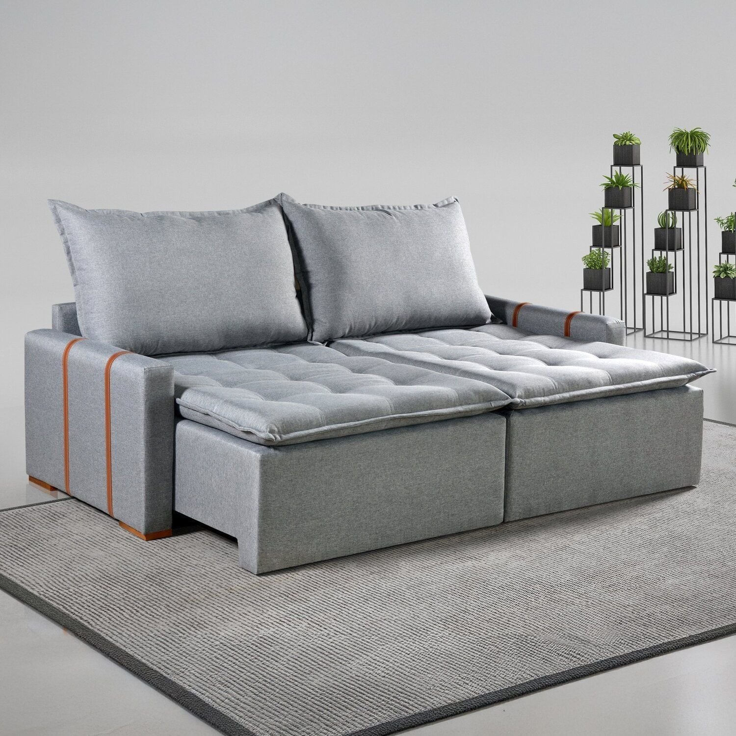 Sofá Cama Retrátil Sem Caixa 200cm Paris Cinza