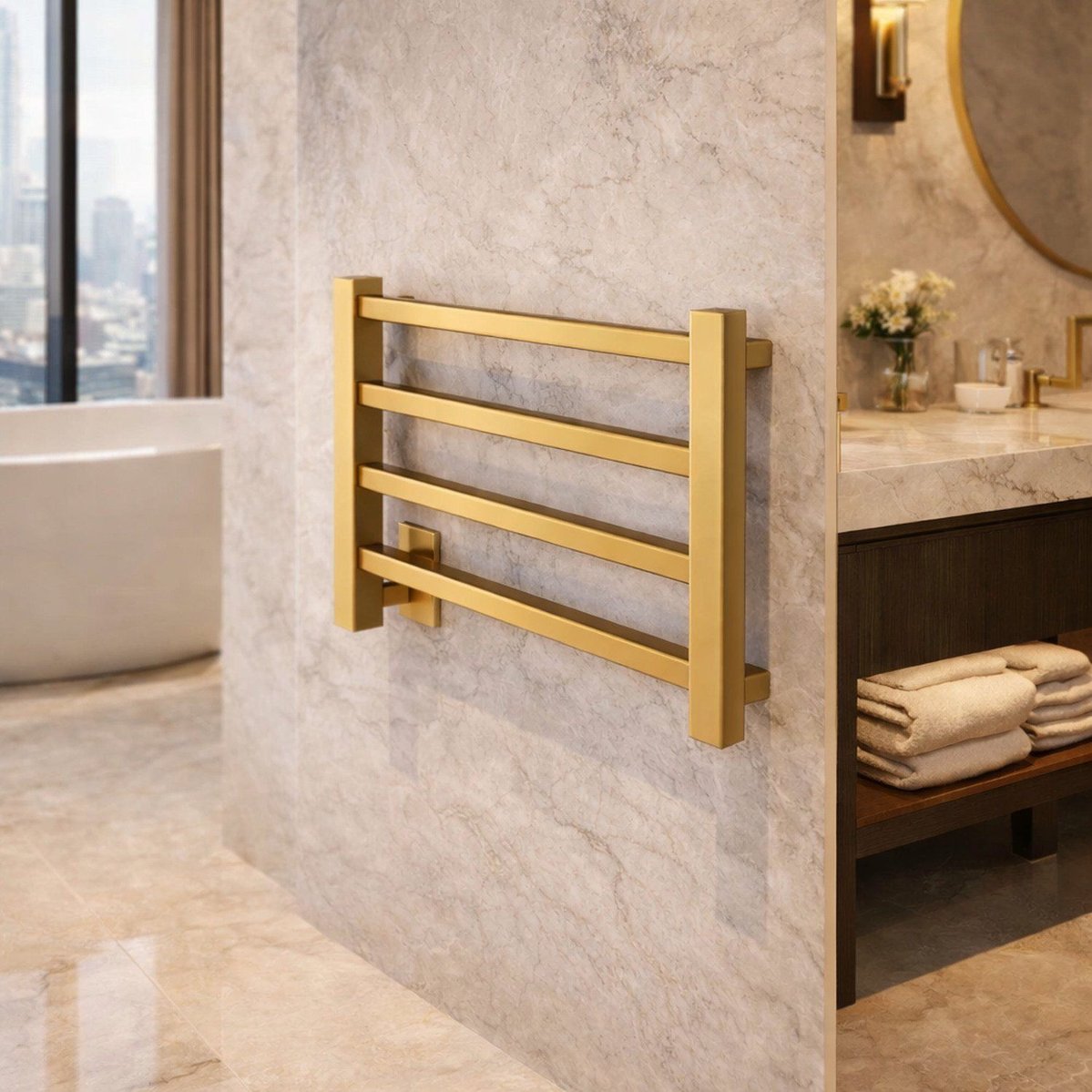 Toalheiro Aquecido Square Clean Bivolt E Bilateral Thermo Níquel Escovado