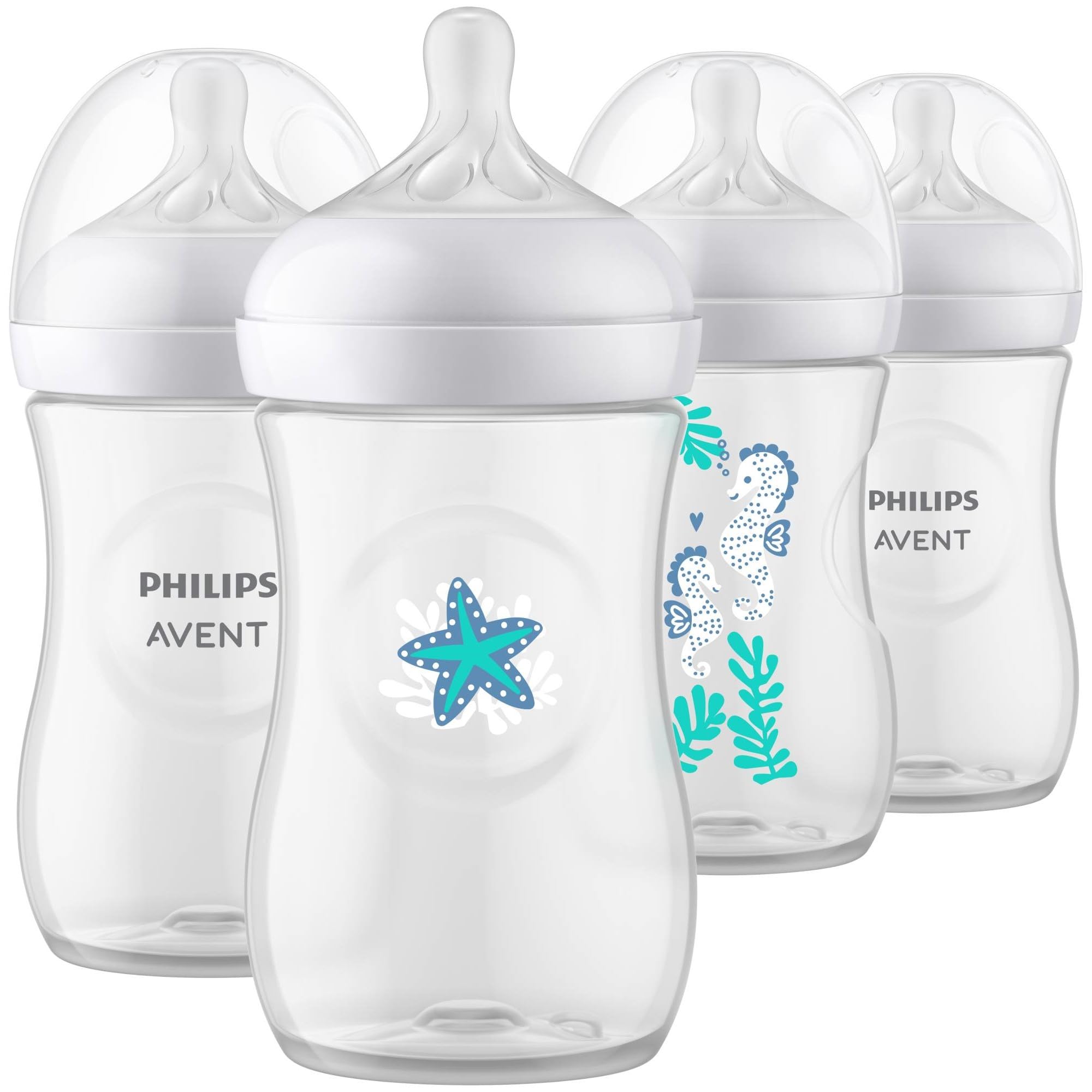 Mamadeira Philips Avent Natural 270ml, Pacote Com 4, Sea Design