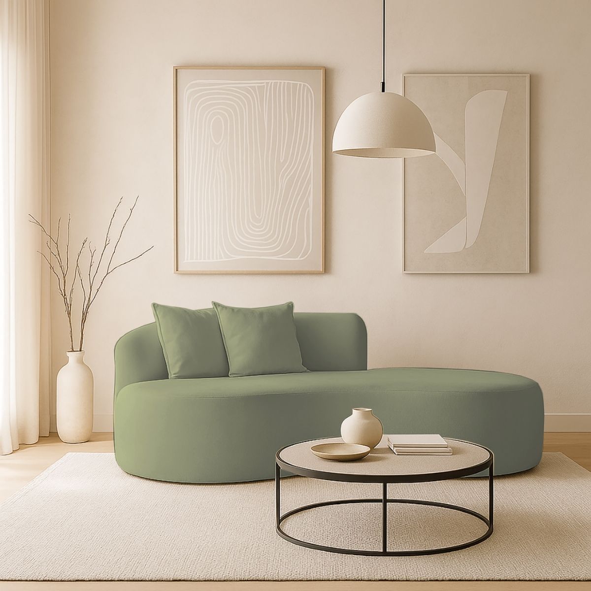 Sofá Feijão De Canto Curvado Elegante 2 Lugares Bouclé