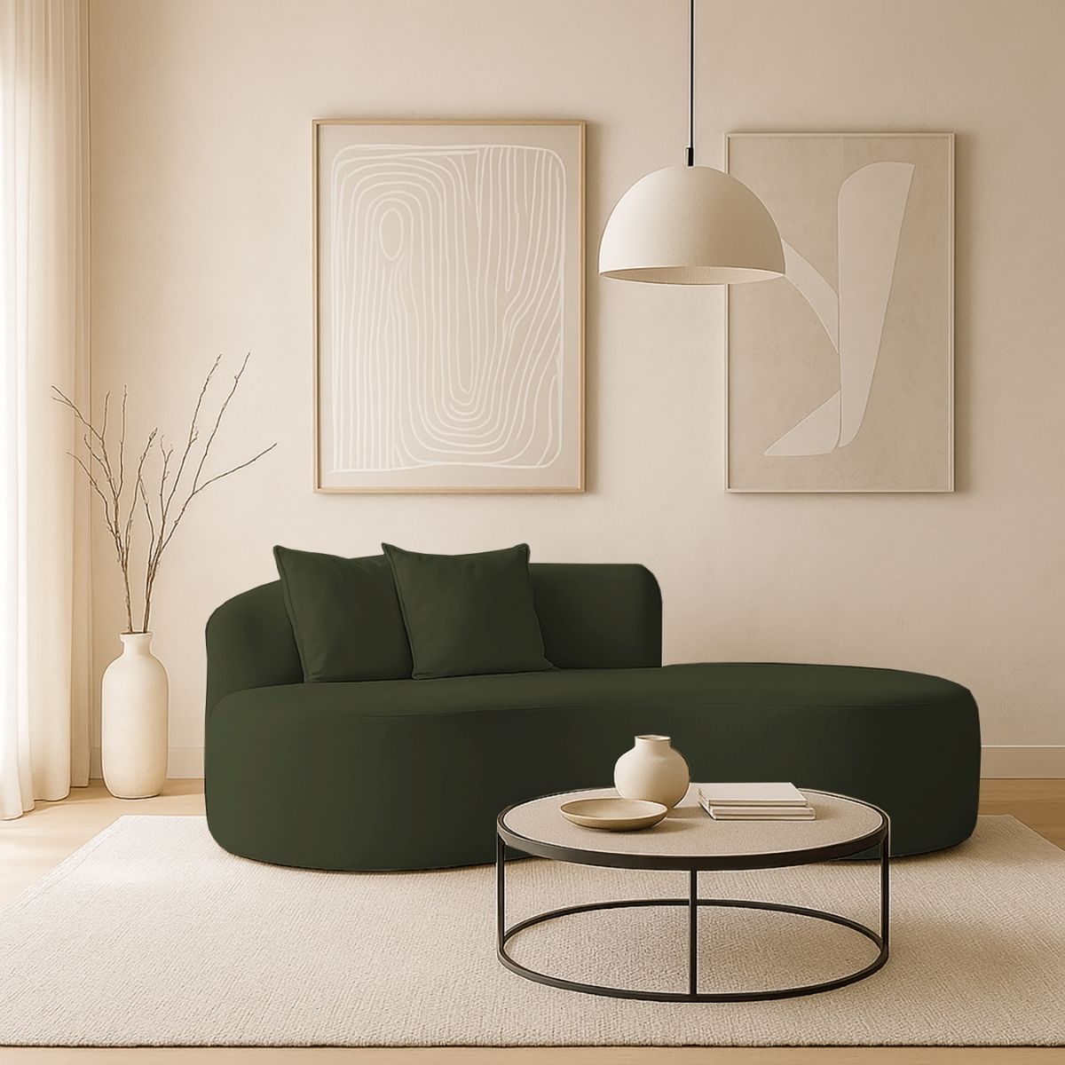 Sofá Feijão De Canto Curvado Elegante 2 Lugares Bouclé