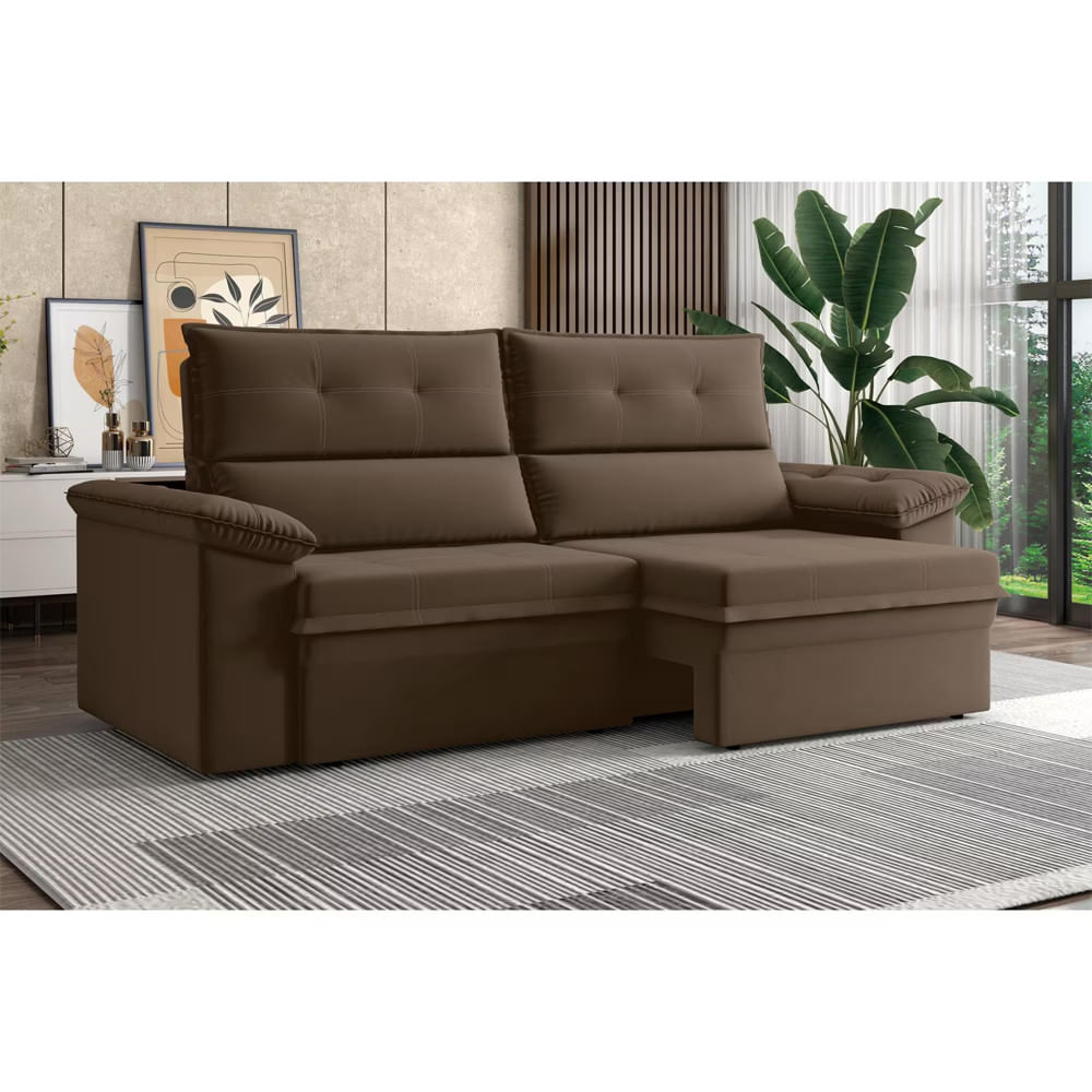 Sofá 3 Lugares Alaska 205cm Retrátil Reclinável Veludo Luizzi